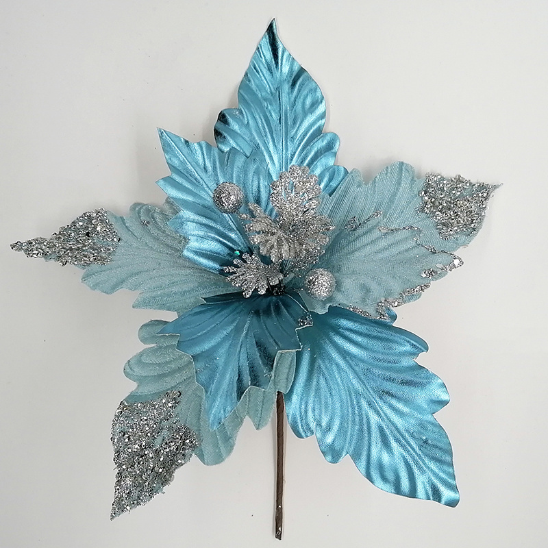 Christmas Decorative cutting supplier Christmas tree ornament Artificial blue flower branch