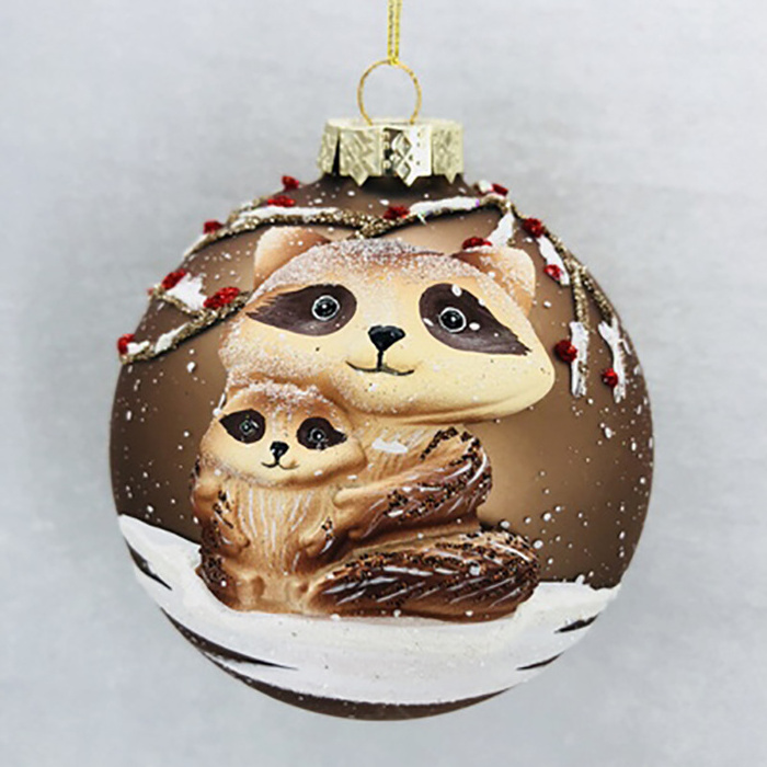 Our new Christmas tree unique stickers painted 3D squirrel 10cm Christmas ball hanging ornaments