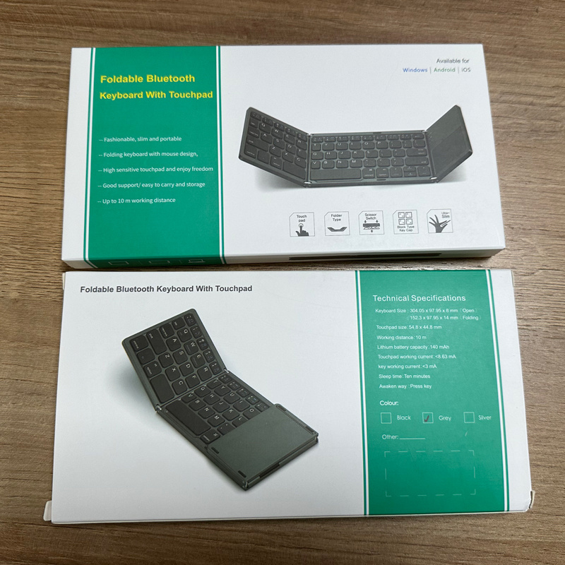 Super September quick shipping B033 plus Portable Mini  Touch pad Three Folding BT  Wireless  Keyboard