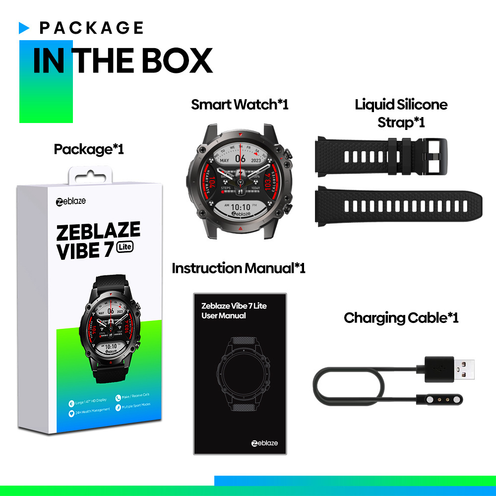 2023 New ZEBLAZE Vibe 7 Lite Rugged Voice Calling Smartwatch