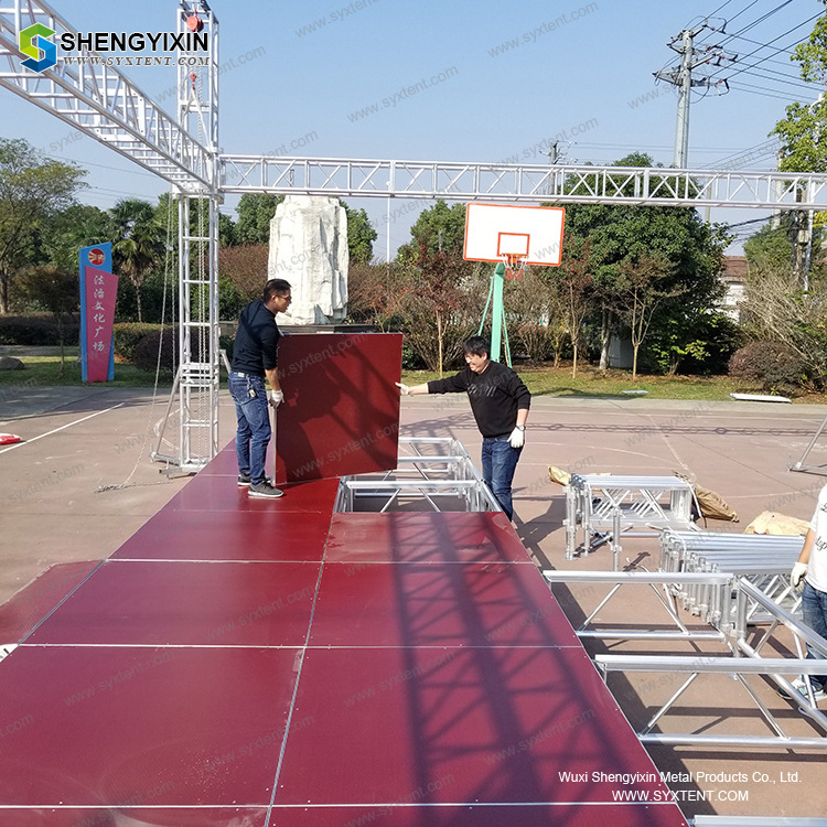 customized aluminum mobile stage trailer for speech with moved wheels