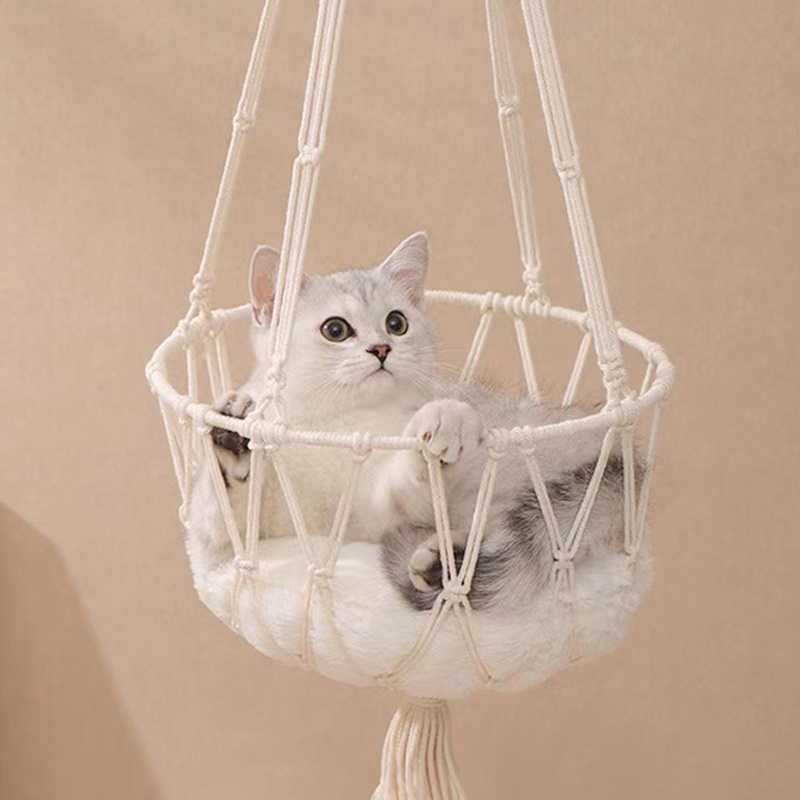 New Design Bohemian Cotton Rope Cat Nest Hanging Basket Moisture-proof Breathable Durable Cat Bed Hammock