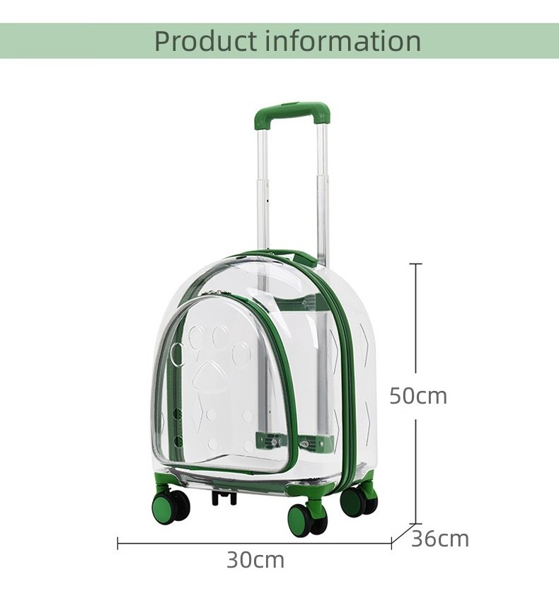 Airline Approved Portable Travel Trolley Plastic Door Dog Cat Carrier Pet Luggage Pet Trolley Carrier With Wheels