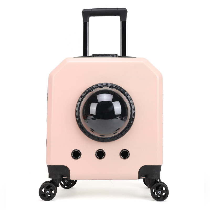 Double Compartment Pet Carrier With Detachable Wheels Rolling Carrier Portable Outdoor Cat