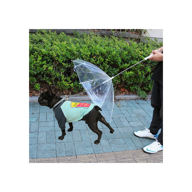 Wholesale Outdoor Rainproof Snowproof Transparent Dog Umbrella Foldable Plastic Waterproof Dog Rain Gear