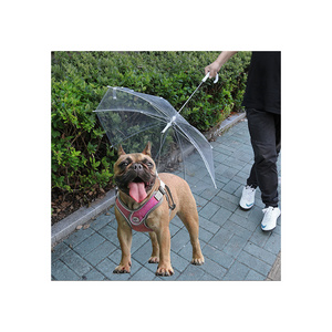 Hot Selling Foldable Transparent Pet Plastic Umbrella Outdoor Waterproof Snowproof Dog Leads Umbrella