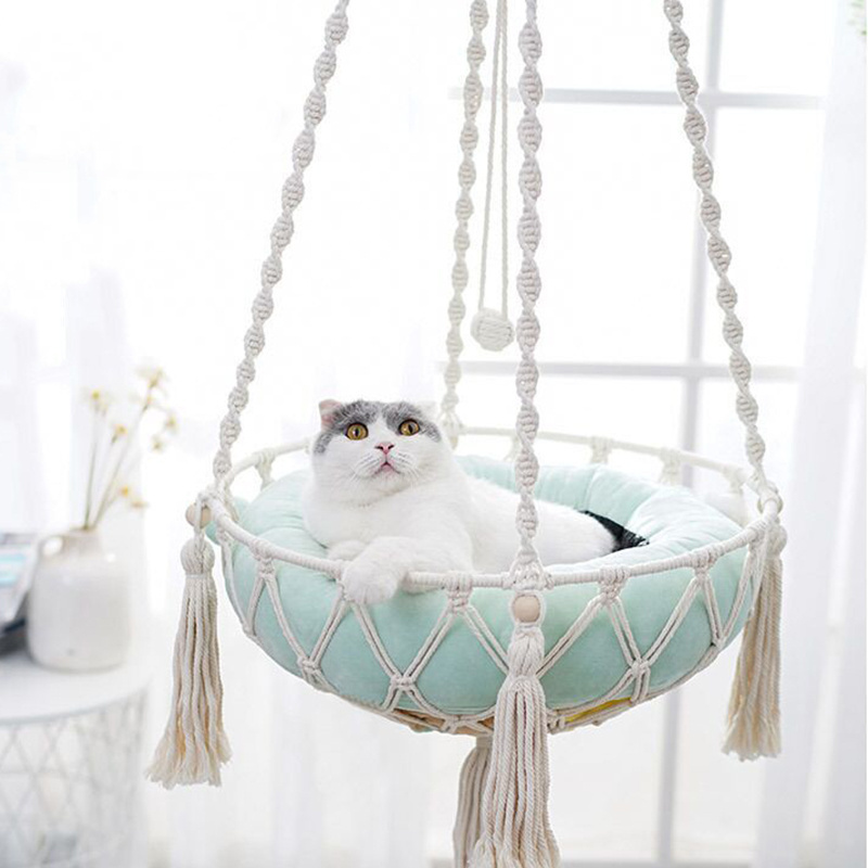 New Design Bohemian Cotton Rope Cat Nest Hanging Basket Moisture-proof Breathable Durable Cat Bed Hammock