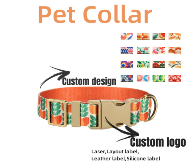 2023 Popular Luxury Dog Collar Metal Buckle Hardware Personalized Sublimation Gold Pet Dog Collar Manufacturer