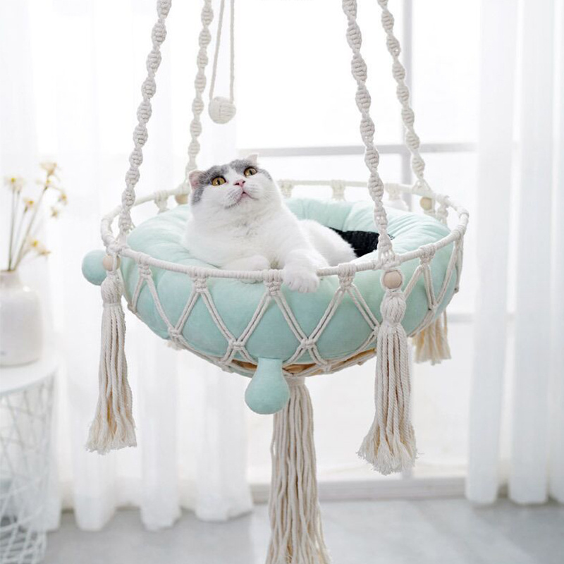 New Design Bohemian Cotton Rope Cat Nest Hanging Basket Moisture-proof Breathable Durable Cat Bed Hammock