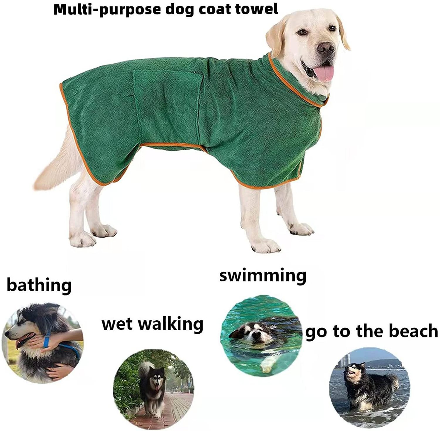 Wholesale Adjustable Wrapped Pet Bathrobe Microfiber Super Absorbent Soft Dog Towels Dog Dry Robe Coat