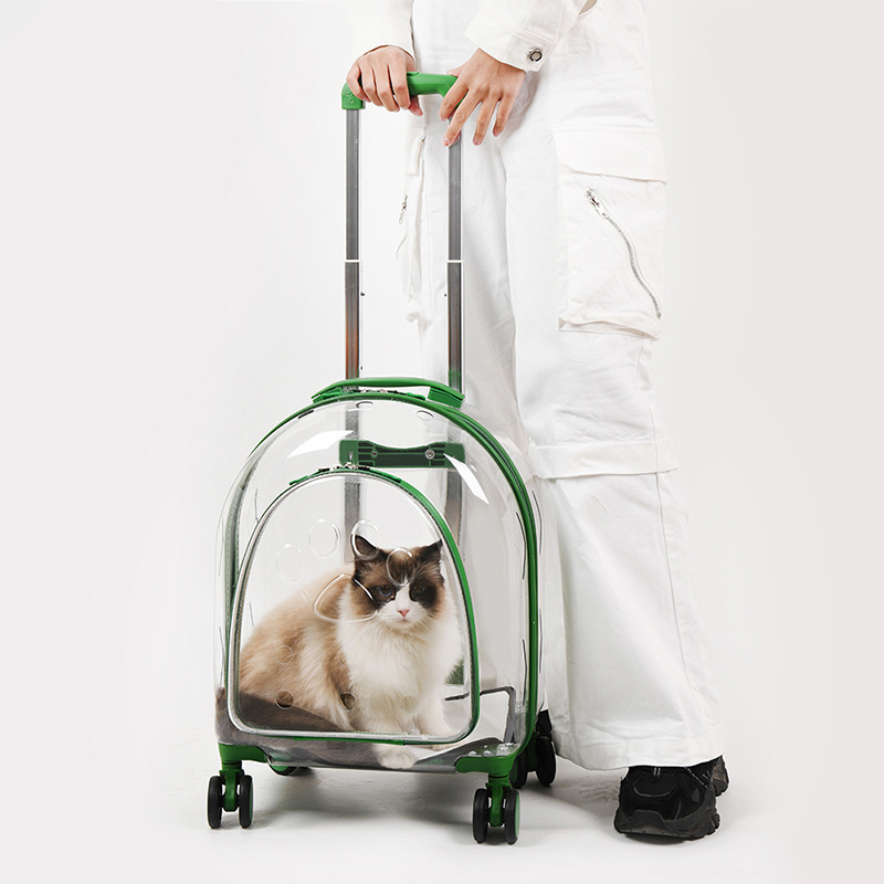 Transparent Capsule Portable Pet Bag Carrier Luggage Case Trolley Case with Wheels