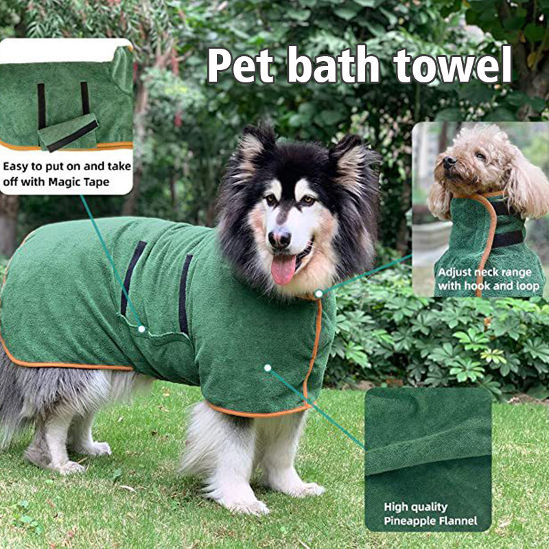 Wholesale Adjustable Wrapped Pet Bathrobe Microfiber Super Absorbent Soft Dog Towels Dog Dry Robe Coat