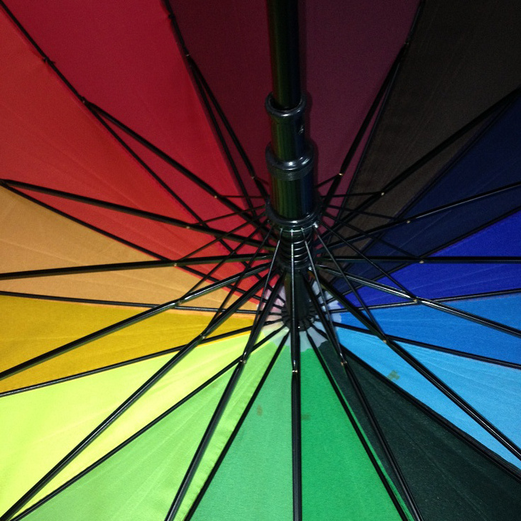 Fashion Custom16k Rainbow Color Big Umbrella Windproof Men's Women's Long Handle Straight Umbrella