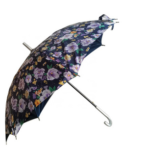 23" 16k Automatic Silver Coating UV Protection Double Layer Big Flower Fashion Umbrella