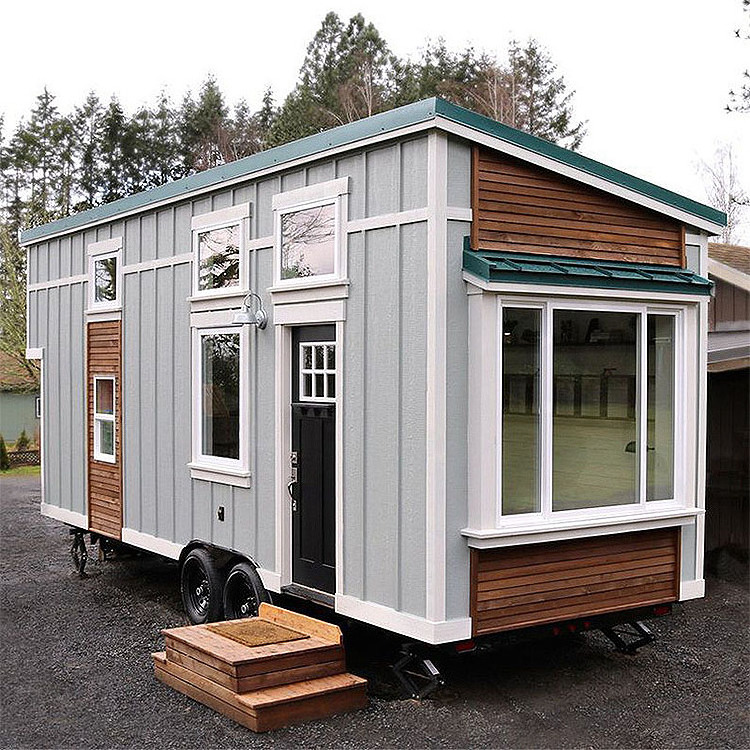 China Mobile Shipping Container Homes Movable Prefabricated Green Modular Wheels Tiny Trailer House