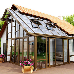 Gazebo Aluminum Frame Retractable Awning Roof Sliding Tempered Insulated Glass Greenhouse Sunroom Houses