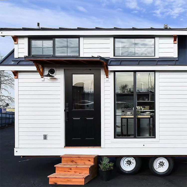 China Mobile Shipping Container Homes Movable Prefabricated Green Modular Wheels Tiny Trailer House