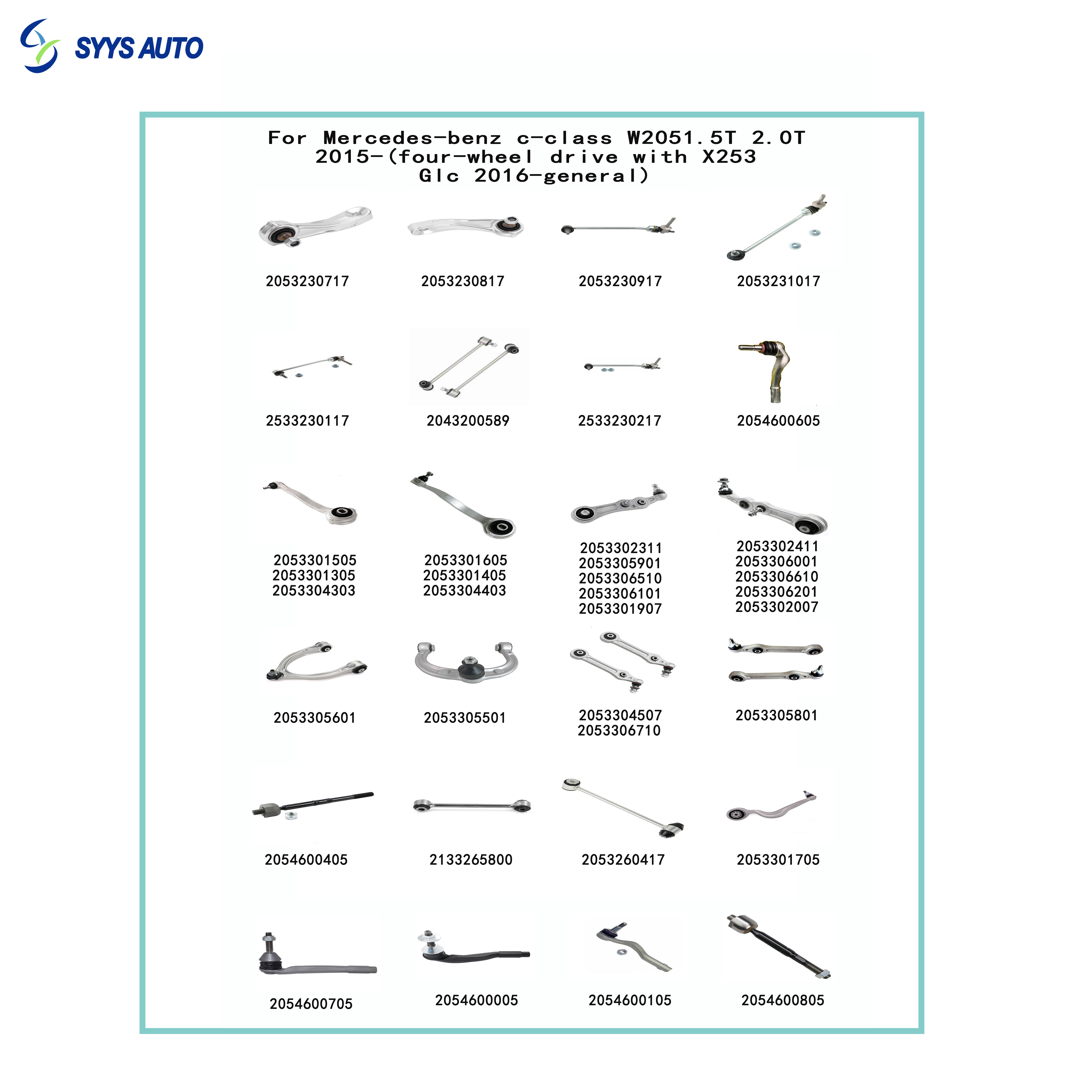 Auto Parts For Mercedes-benz c-class W205 1.5T 2.0T 2015-(four-wheel drive with X253 mercedes-benz Glc 2016-general)