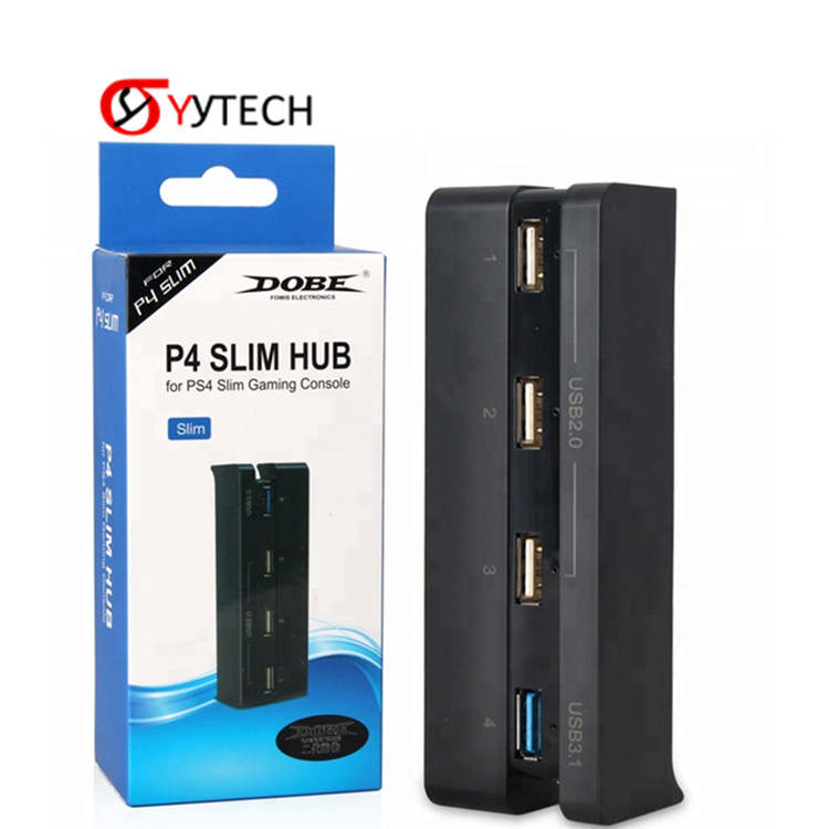 SYYTECH Game Console External 4 Ports USB HUB Adapter for Play Station 4 PS4 Slim Game Accessories