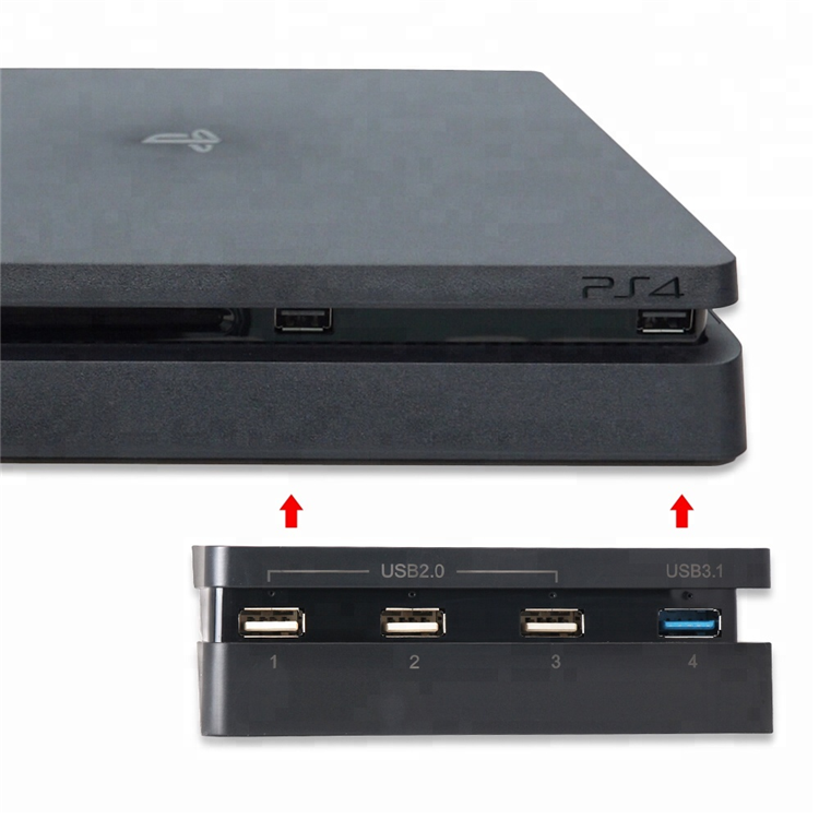 SYYTECH Game Console External 4 Ports USB HUB Adapter for Play Station 4 PS4 Slim Game Accessories