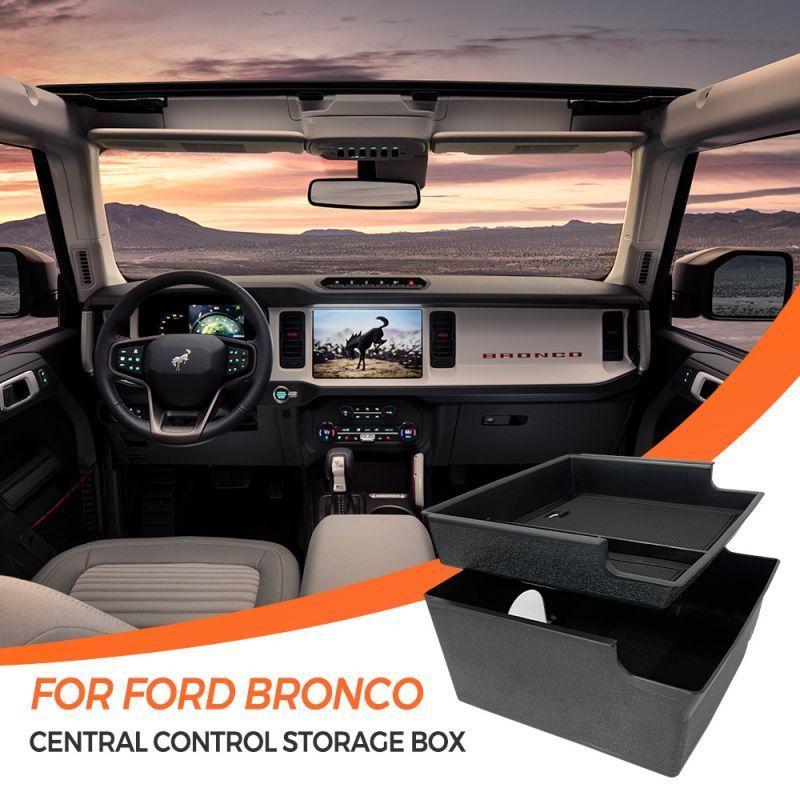 Car Interior Accessories Center Console Organizer Boxes ABS Armrest Storage Box For Ford Bronco Accessories 2021 2022 2/4-Door