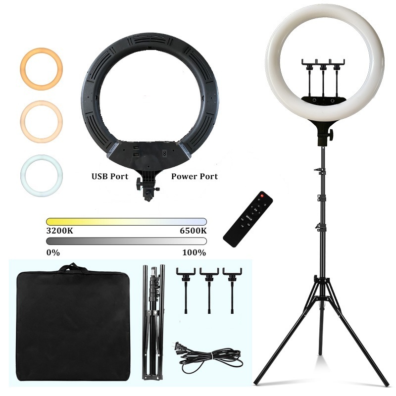 100W Led Selfie Ring Light 22inch Big Size Lash Lamp 3000-6500K with USB Charging for Live Streaming