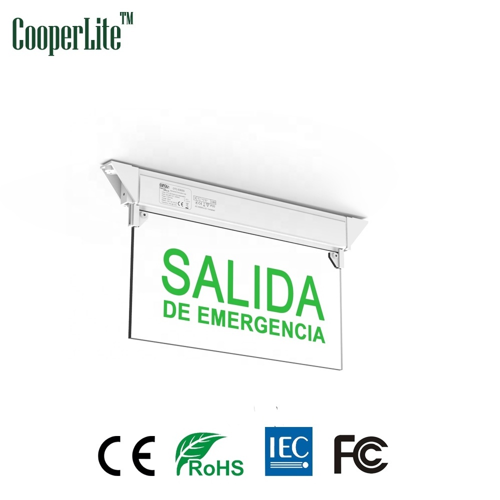 Super Bright Led Exit Emergency Light With Backup Battery White/Black Body Red Green Double Sided Exit Sign For Hospital Hotel