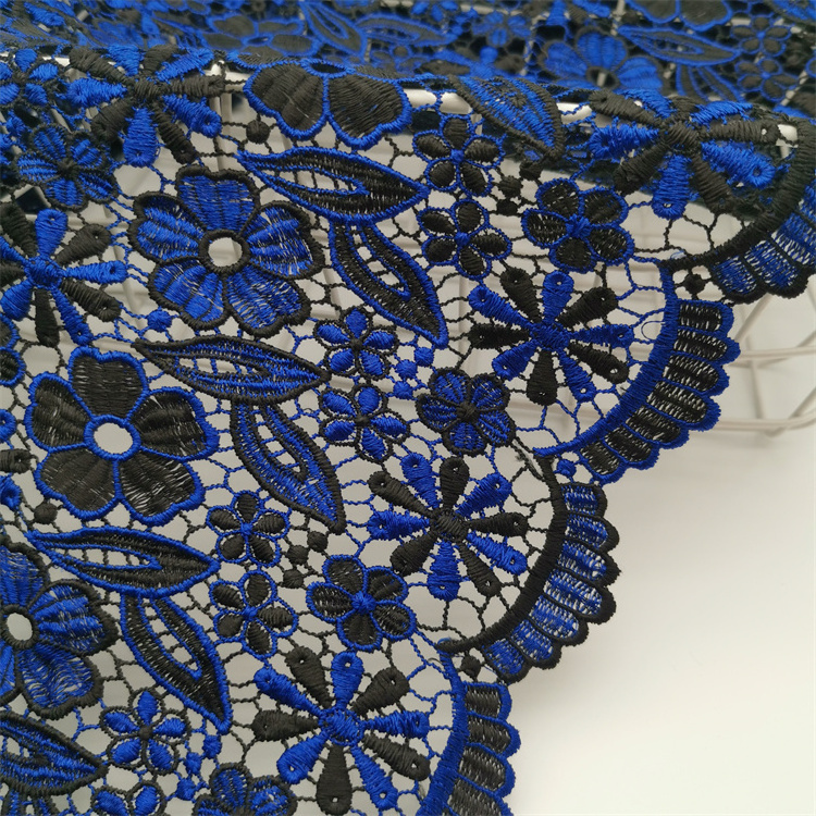 light luxury blue handmade evening dress accessories milk silk material dyed embroidered nigerian lace fabric