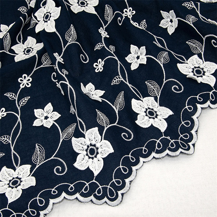 Factory wholesale Korean 3D flower milk silk embroidered blue chemical cotton lace fabric