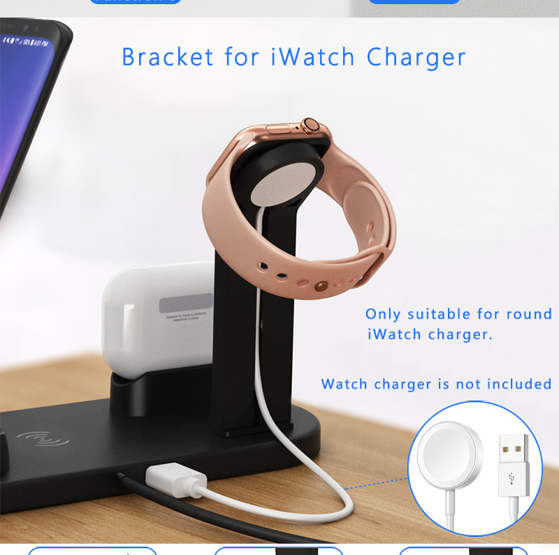 Custom Design Multifunctional 4 In 1 Wireless Mobile Fast Phone Charger Stand For Apple Earphone Watch