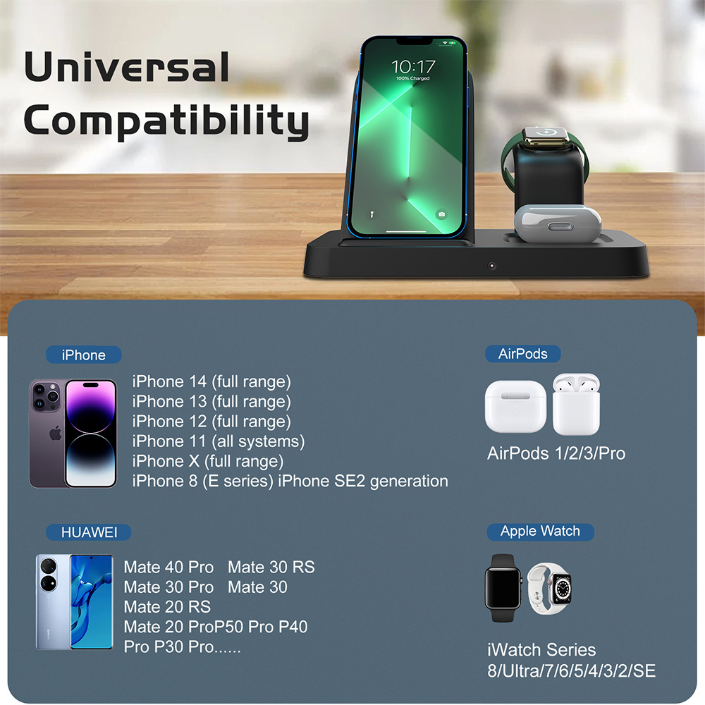 Folding Multifunctional Smart Mobile Phone Foldable 3 In One Wireless Charger For Iphone 15 14Pro Max