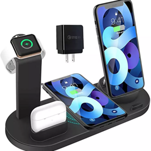 Custom Design Multifunctional 4 In 1 Wireless Mobile Fast Phone Charger Stand For Apple Earphone Watch