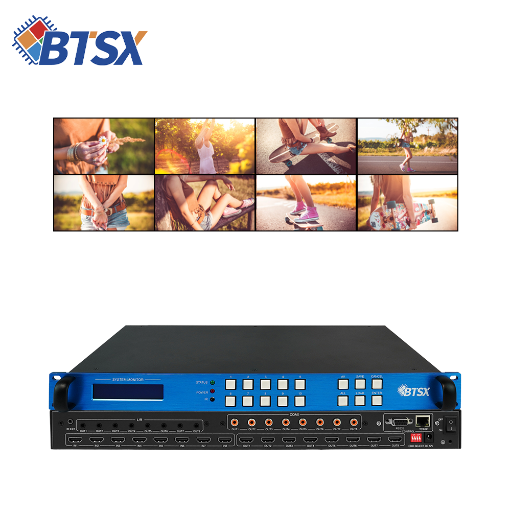 8 Input 8 Output Video Matrix Switcher 3D Matrix Switch 2x4 4x2 4k60 Matrix HDMI