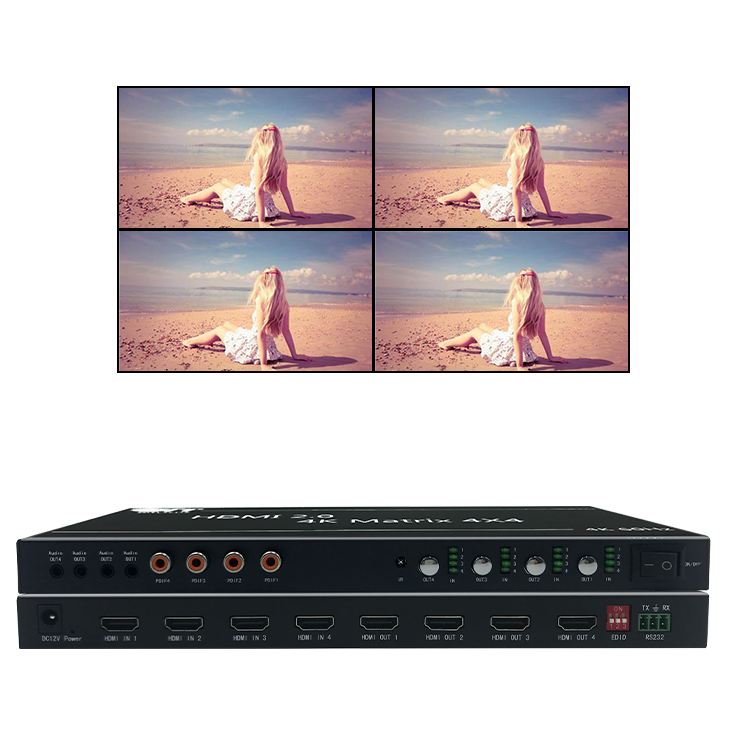 Best Sellers All-Digital CCTV RS232 Av Ultra HD 4K 4X4 HDMI Video Matrix Switcher ip camera matrix switcher