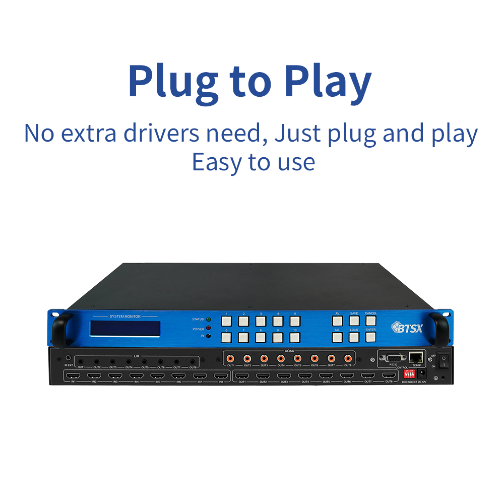 8 Input 8 Output Video Matrix Switcher 3D Matrix Switch 2x4 4x2 4k60 Matrix HDMI