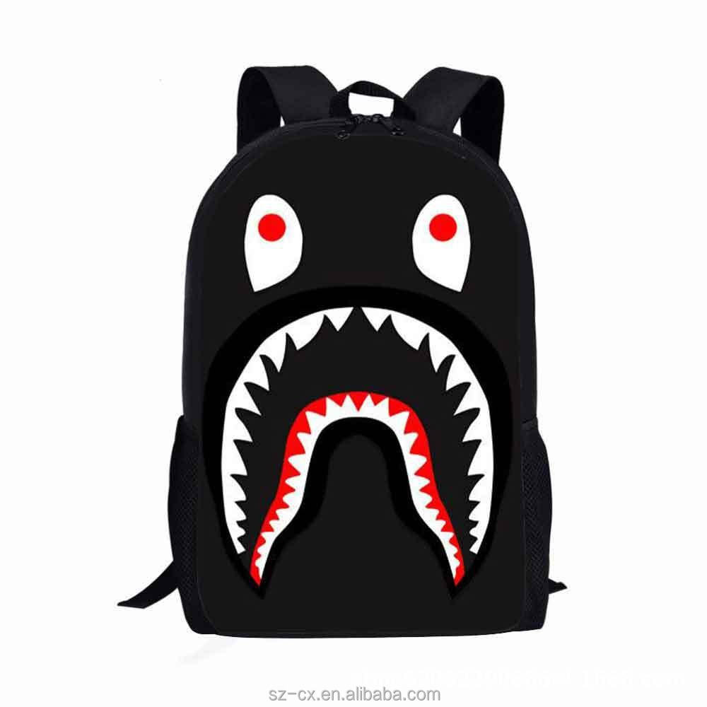 Fashion casual shark teeth camo bookbag daypack laptop school bag spray ground backpack for boys