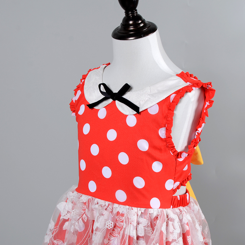 Fashion Kids Performance Costume Bow Knot Skirt Holiday Birthday Party Mouse Minnie Lace Tutu Cotton Summer minnie dress