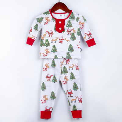 Christmas Pajamas 100% Organic Cotton Two Piece Sets Baby Sleepwear Family Matching Pajamas Sets for Kids Girls