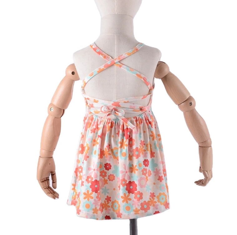 OEM Little Girl Sundress Teen Toddler summer clothes sleeveless suspender linen kid Wedding Party Outfit  Kids Girls Dresses