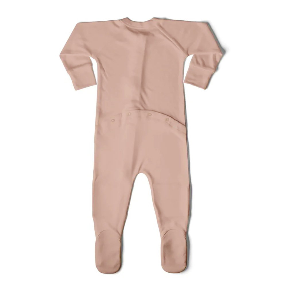 New Baby Foot Covered One-piece Solid Color Long Sleeve Organic Bamboo Clothes Baby Romper