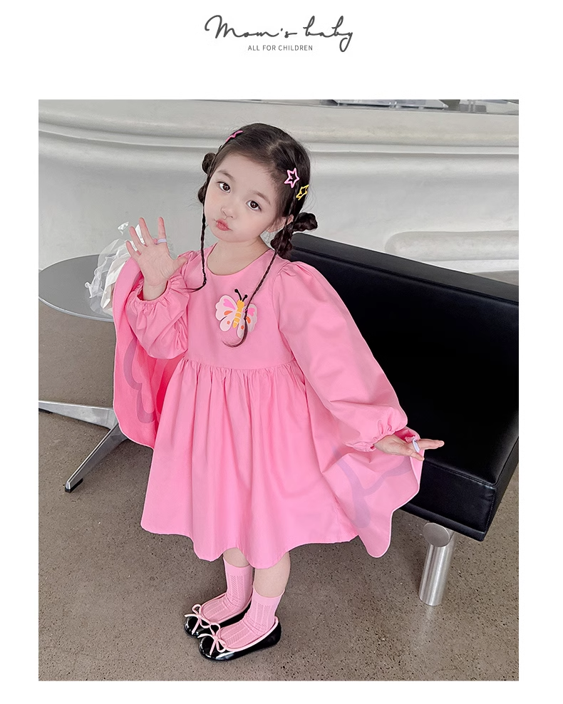 High Quality Kids Baby Girls Clothes Wholesale Monogram summer Cartoon Print butterfly wings dress for girls