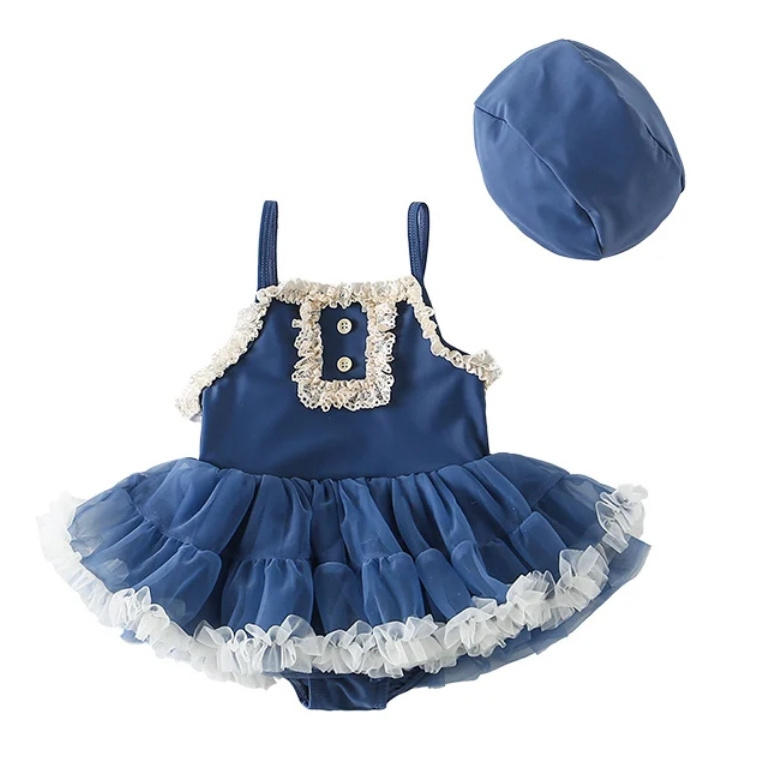 Wholesale blue with lace decoration custom Baby Girls Tulle Dresses boutique flutter party tutu romper