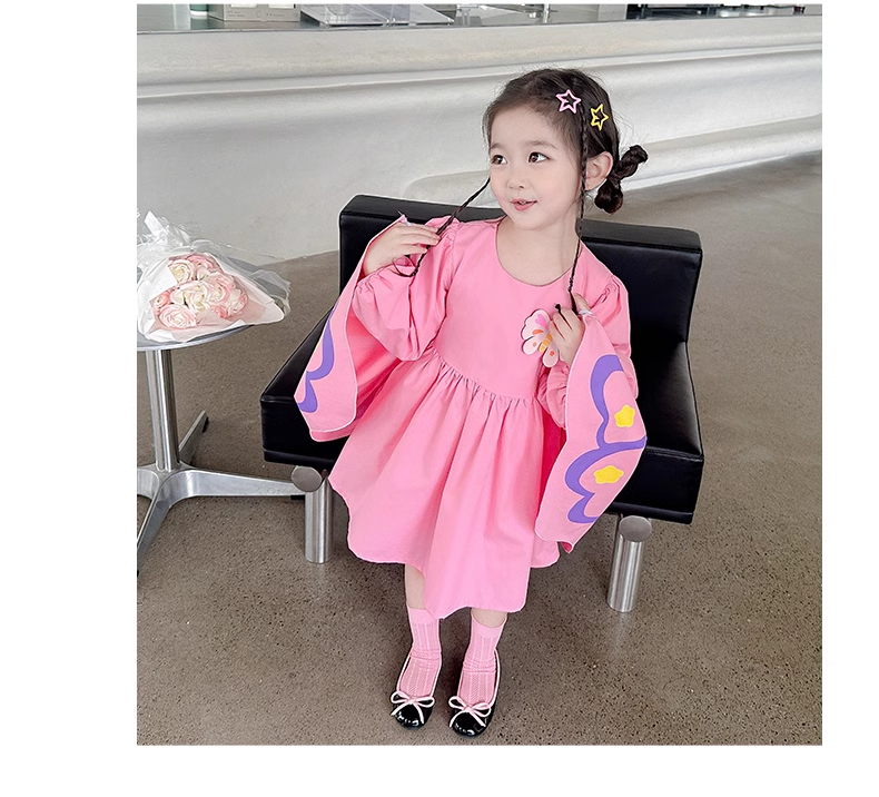 High Quality Kids Baby Girls Clothes Wholesale Monogram summer Cartoon Print butterfly wings dress for girls