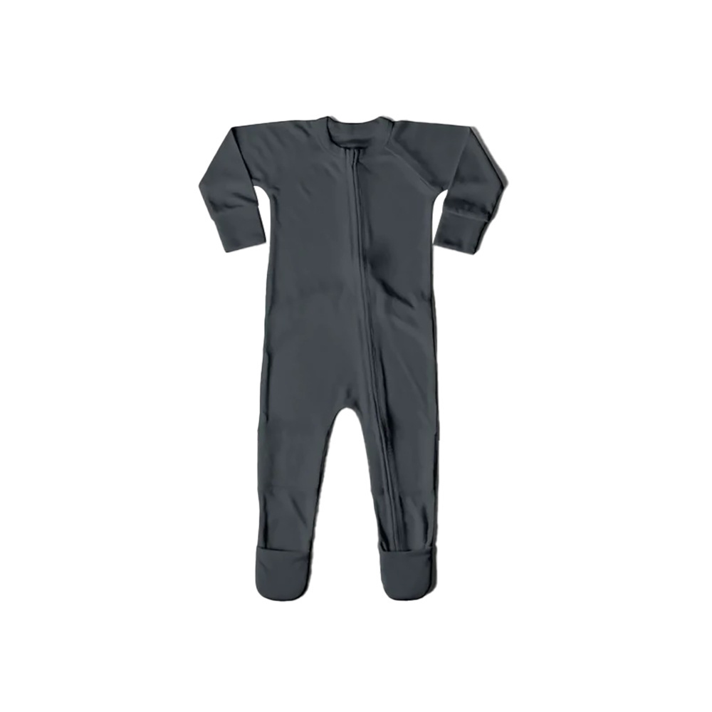 New Baby Foot Covered One-piece Solid Color Long Sleeve Organic Bamboo Clothes Baby Romper