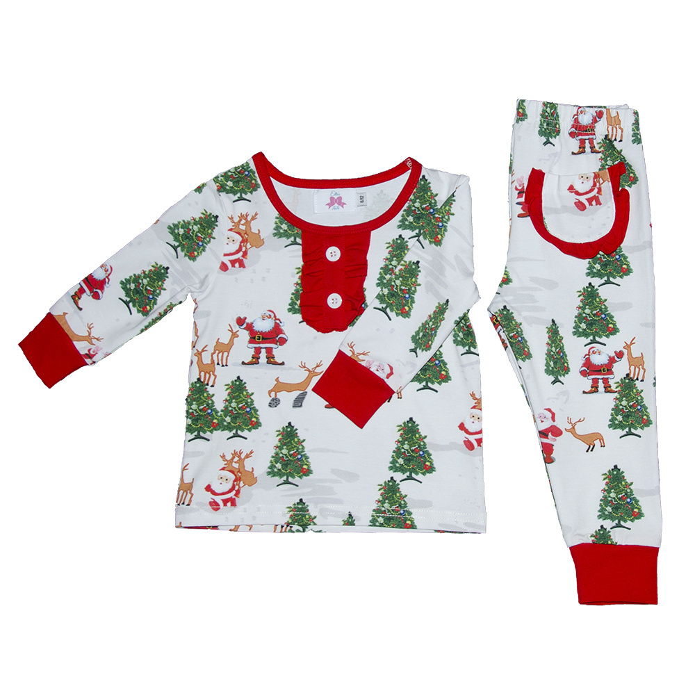 Christmas Pajamas 100% Organic Cotton Two Piece Sets Baby Sleepwear Family Matching Pajamas Sets for Kids Girls