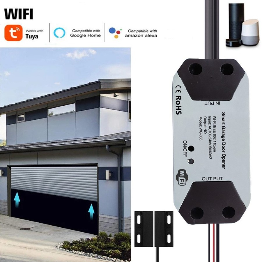 smart intelligent garage door opener remote with tuya app voice control