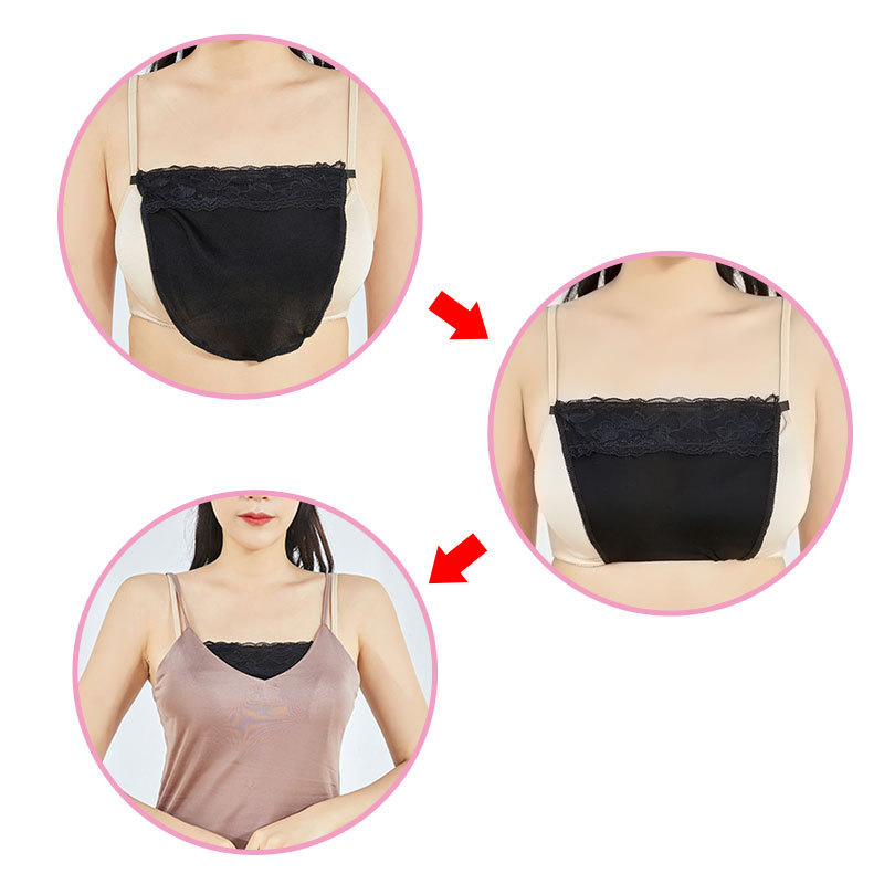 Women Quick Easy Clip-on Lace Mock Camisole Bra Insert Wrapped Chest Overlay Modesty Panel