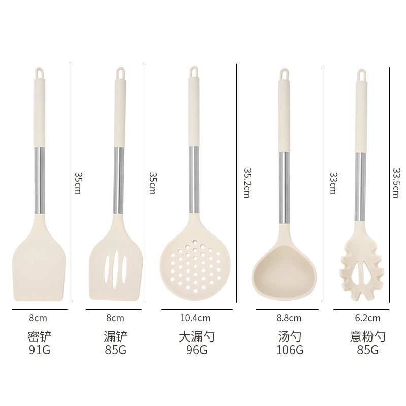 Food Grade Silicone Kitchen Utensil 12 pcs Cooking Utensils Set Stainless Steel Silicone Cooking Tool Nonstick Cookware