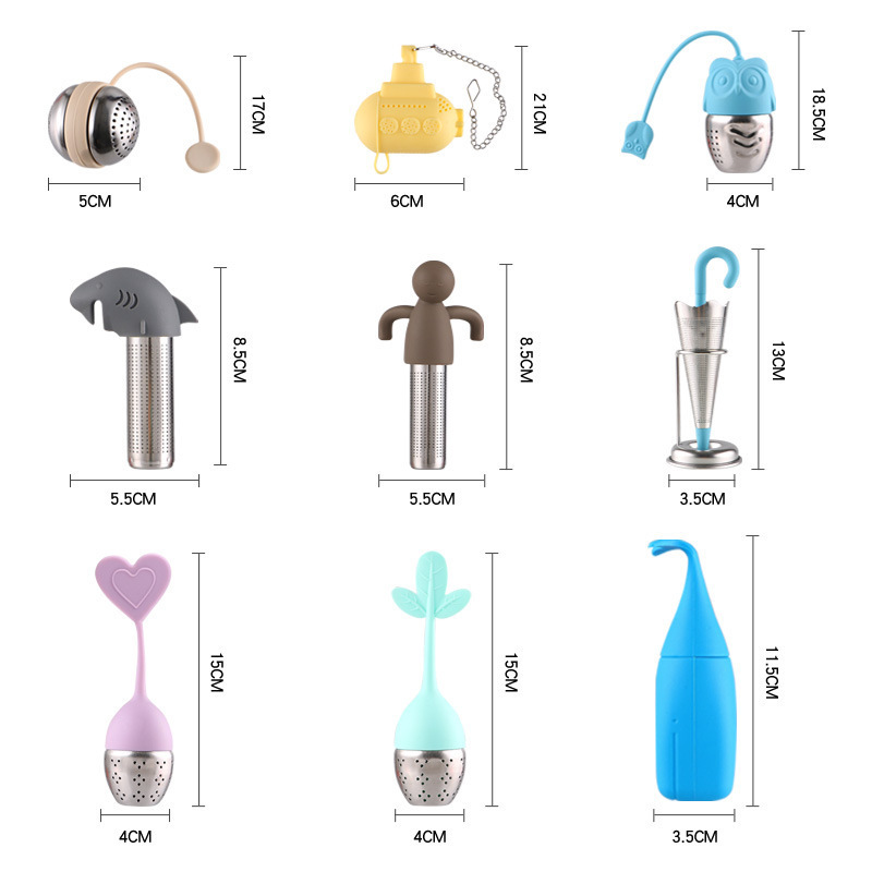 New Arrival Stainless Steel Silicone Tea Strainer Filter Creative Animal Shape Little Man Tea Bag Flavoring Ball Tea Maker