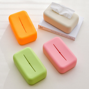 Cream wind soft plastic tissue box household living room coffee table silicone paper box simple creative tissue storage box